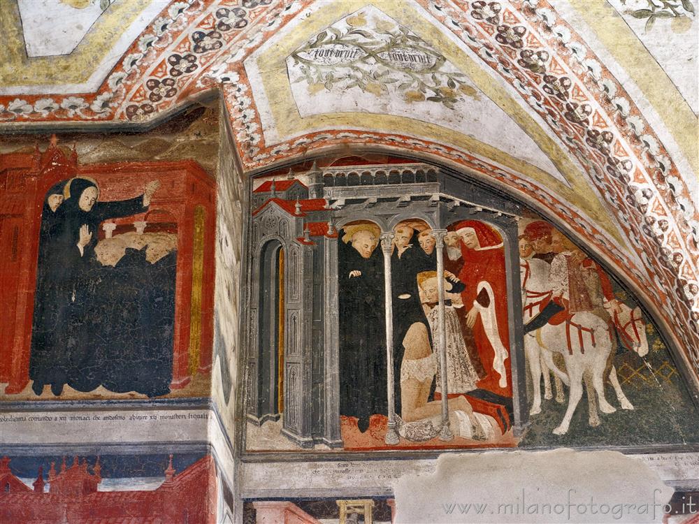 San Nazzaro Sesia (Novara, Italy) - Frescoes on the walls of the portico of the cloister of the Abbey of Saints Nazario and Celso